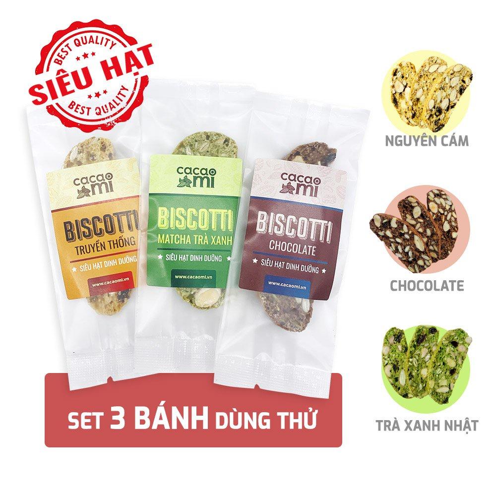 Bánh biscotti nguyên cám CACAOMI siêu hạt dinh dưỡng, ăn vặt healthy, chuẩn ăn kiêng giảm cân Keto, Eat Clean (25g-200g)