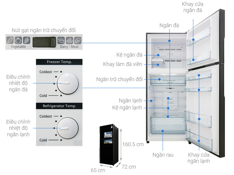 Tủ lạnh Hitachi Inverter 339 lít R-FVX450PGV9(GBK) - Hàng chính hãng (chỉ giao HCM)