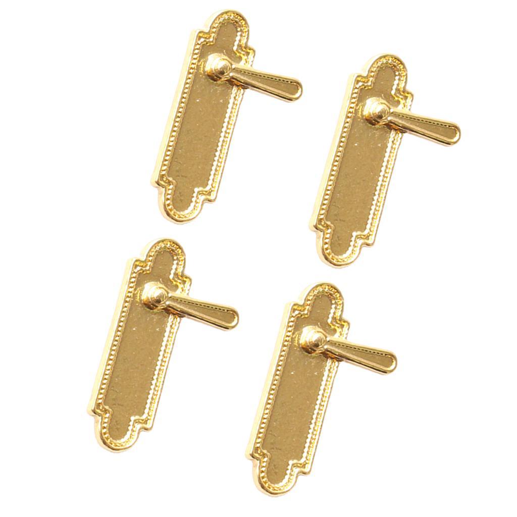 4 Pieces Dollhouse Miniature Alloy Door Locks 1/12 Dolls House Accessories