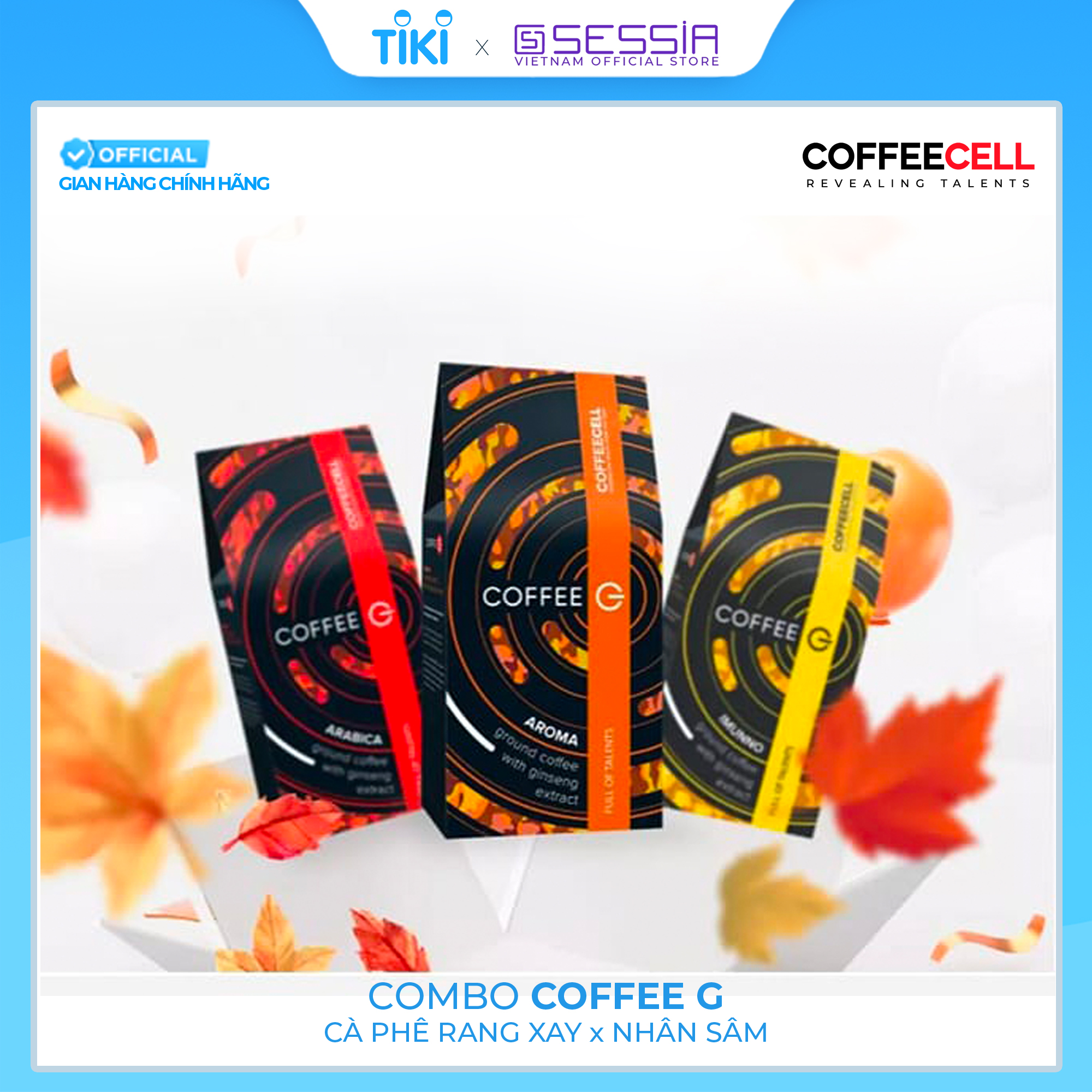 Bộ sưu tập Cà phê rang xay Coffee G với Nhân sâm Hoàng đế (250g x 3 gói) - Arabica, Aroma &amp; Immuno - Hàng Chính Hãng