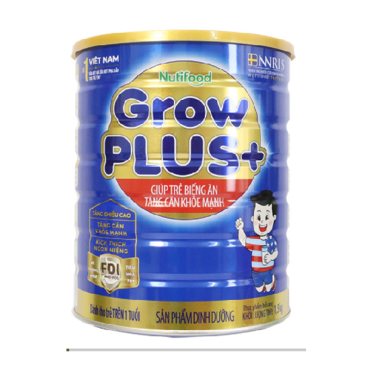 Sữa Grow Plus xanh 1,5kg công thức FDI độc quyền của Nutifood Thụy Điển giúp trẻ biếng ăn tăng cân hiệu quả. Tặng khăn mặt mềm mịn cho bé.