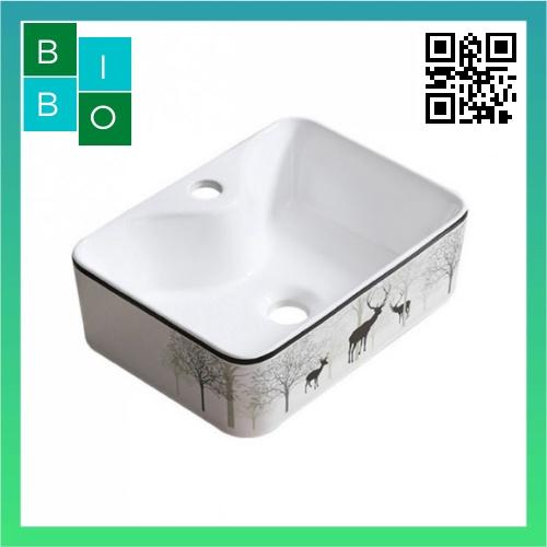 CHẬU LAVABO HOA VĂN HƯƠU HÌNH CHỮ NHẬT