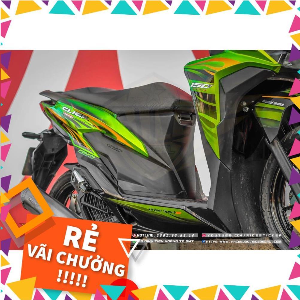 Tem Rời Vario 150 Mẫu Lửa Xanh Đen Cam Chữ Click