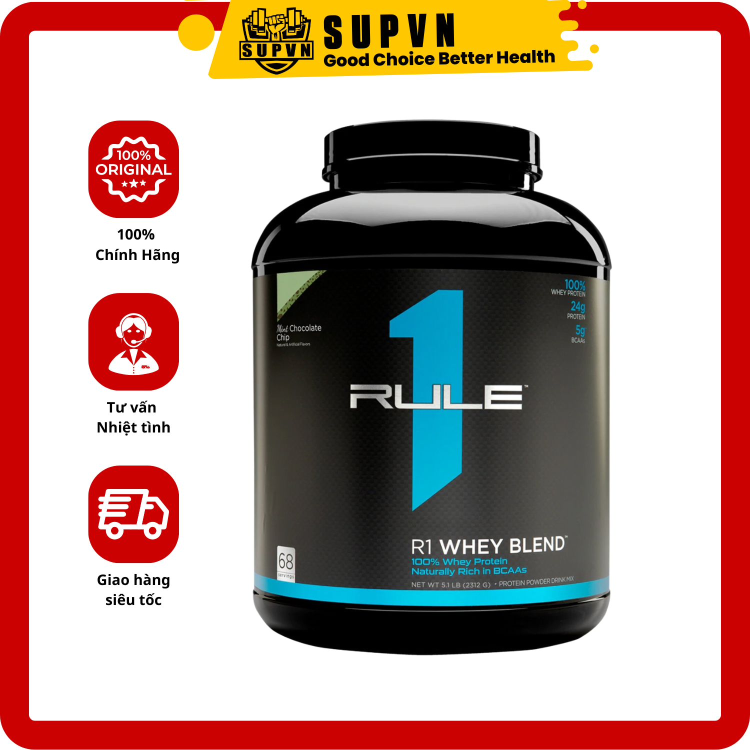 Whey Protein Rule 1 Blend 5lbs - Sữa tăng cơ bổ sung Protein cho người tập gym - R1 Whey 2.5kg