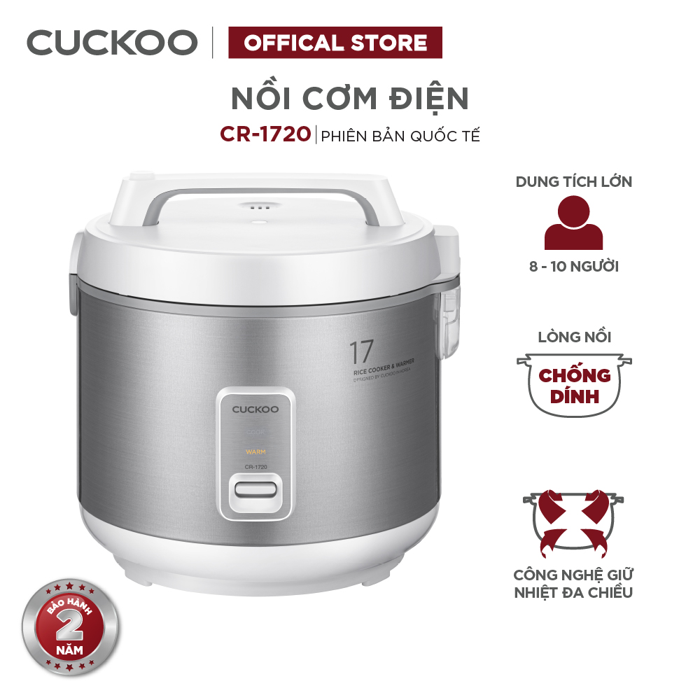 Nồi cơm điện Cuckoo 3 lít CR-1720/SIVNCV màu bạc - Hàng chính hãng