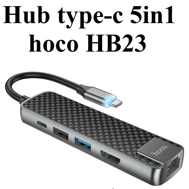 Hub / bộ chia cổng type-C 5 in 1 cho laptop hoco HB23 _ Hàng chính hãng