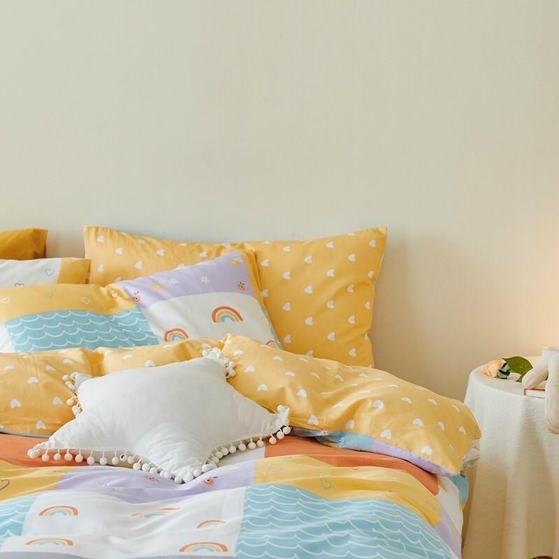 Set Cotton Living 100% cotton Hàn Quốc Hàng Nhập Khẩu Cao Cấp 4 Món Mẫu Trái Tim Nhí