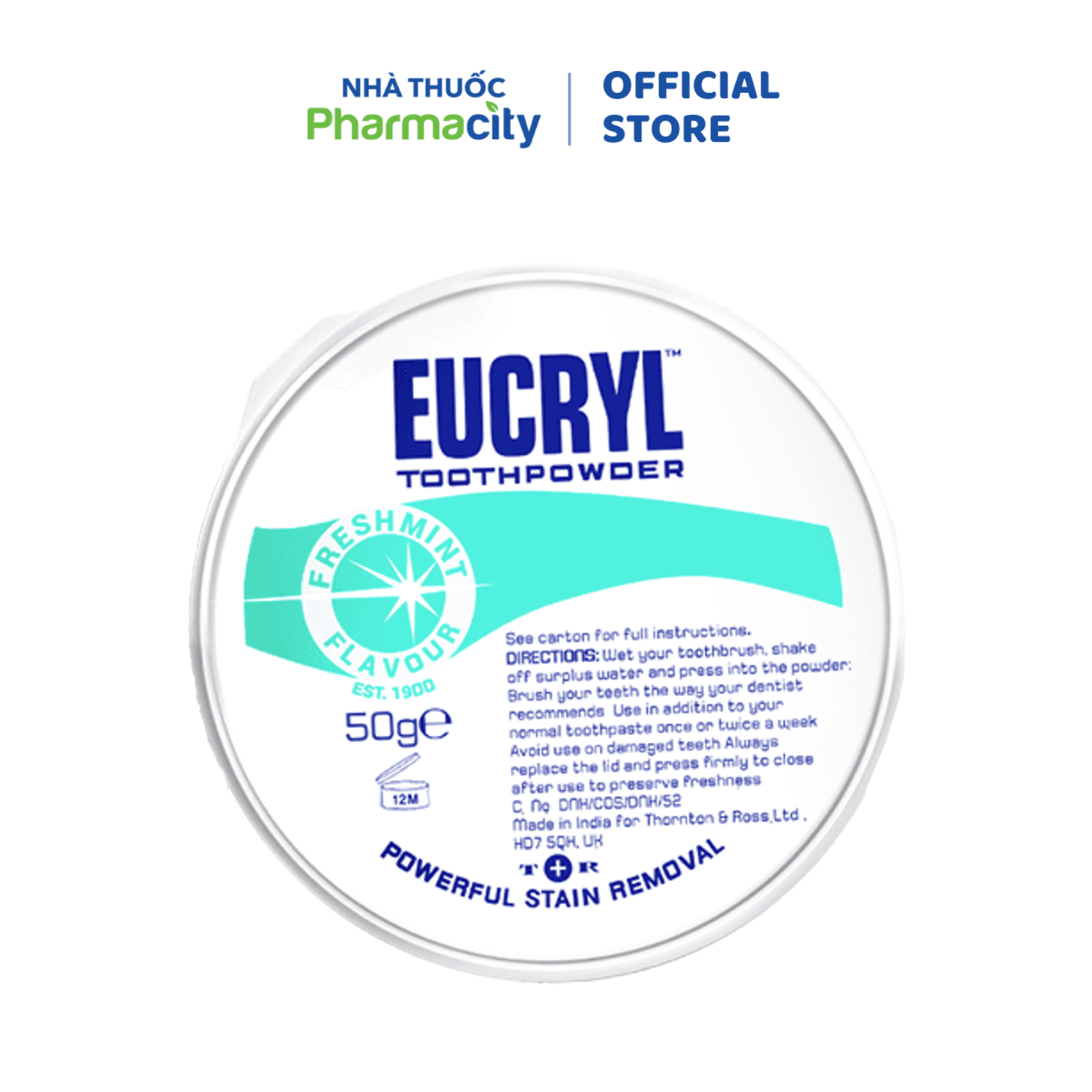 Bột làm trắng răng vị bạc hà Eucryl (50g)