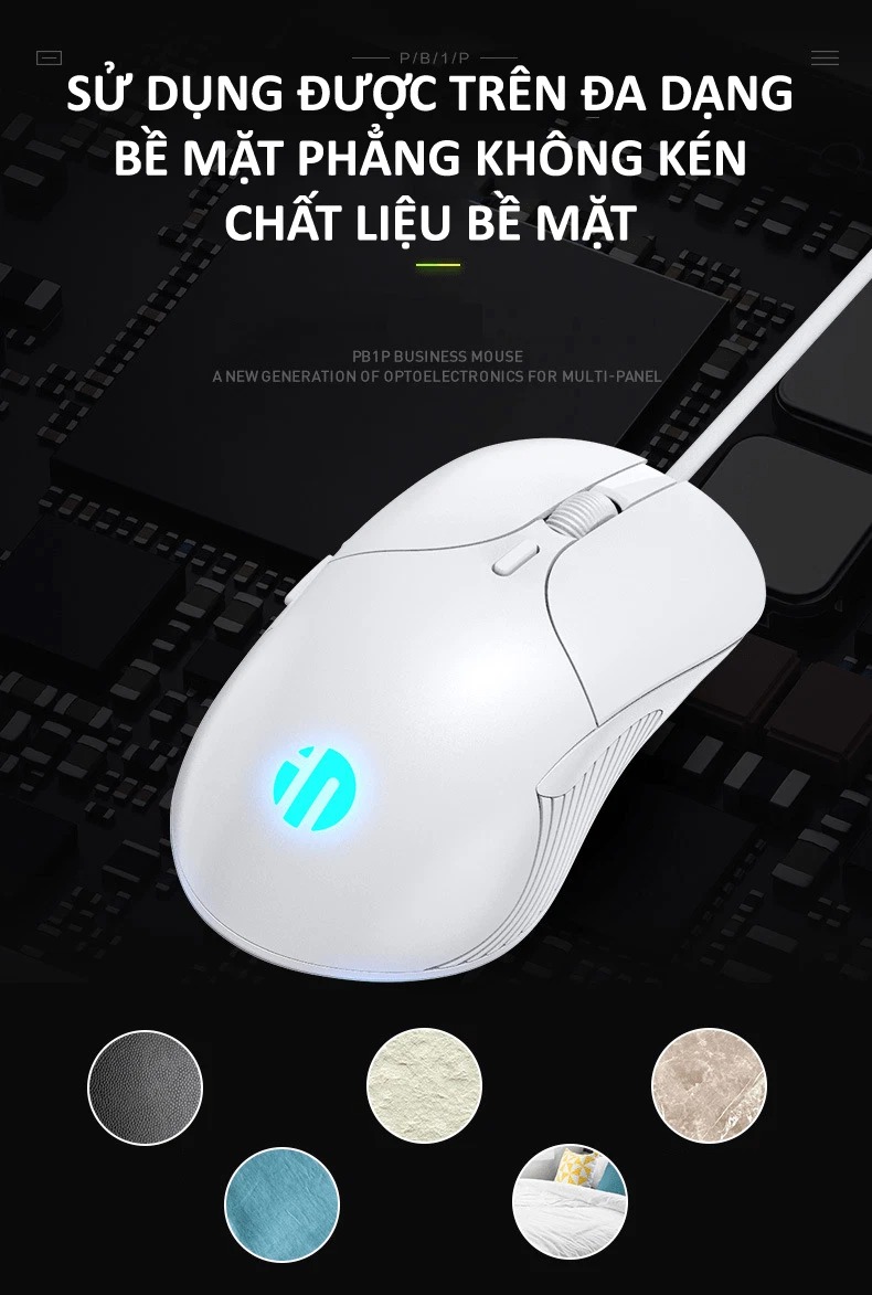 Chuột có dây INPHIC PB1P 6 nút với độ DPI lên đến 4800 phù hợp cho game thủ, văn phòng, photoshop - HÀNG CHÍNH HÃNG