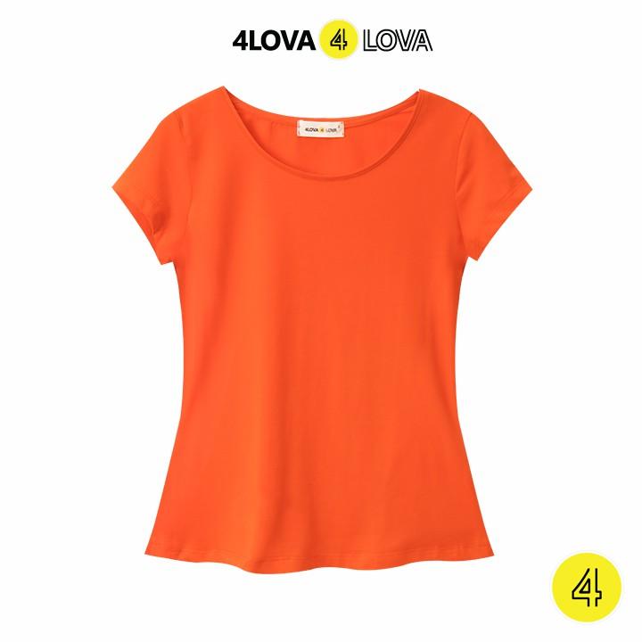 Áo thun trơn nữ 4LOVA cộc tay chất vải cotton cao cấp mềm mát, kiểu dáng cổ tròn và cổ tim