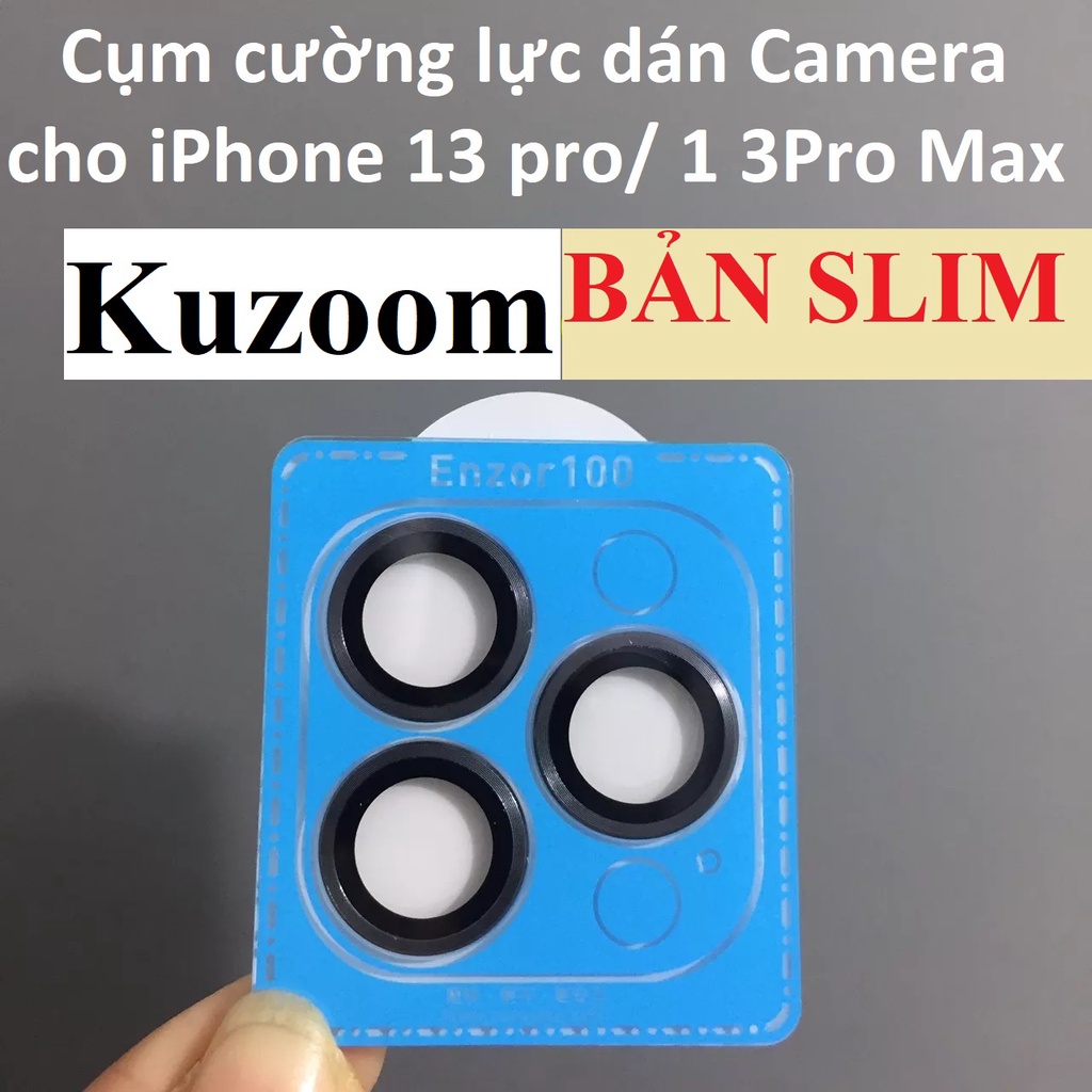 [ iP 13 Pro;  13 Pro Max ] Cụm ốp kiêm cường lực camera Kuzoom  bản SLIM  _ Hàng chính hãng