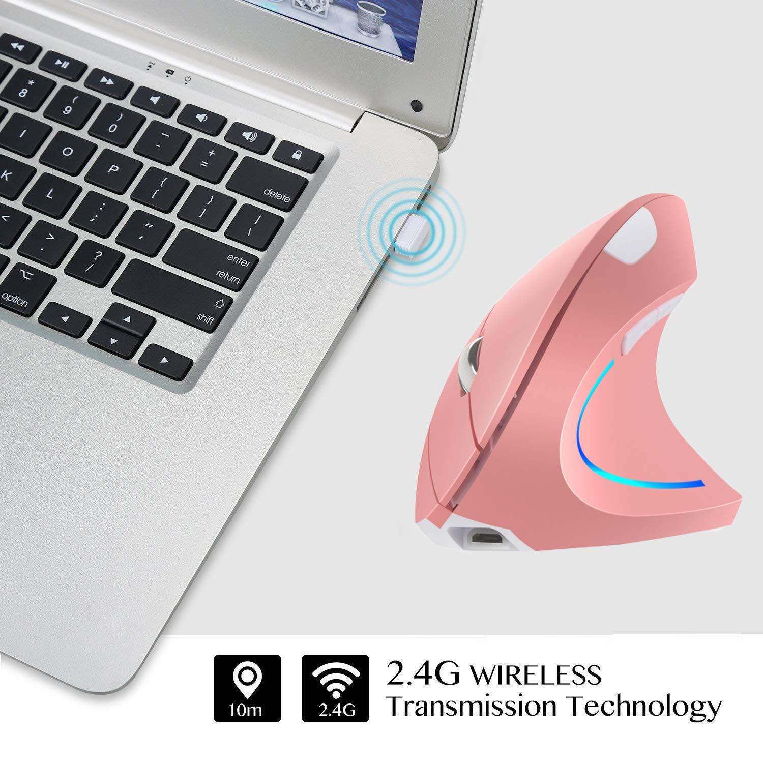 Chuột dọc công thái học không dây với 6 nút, tương thích với PC