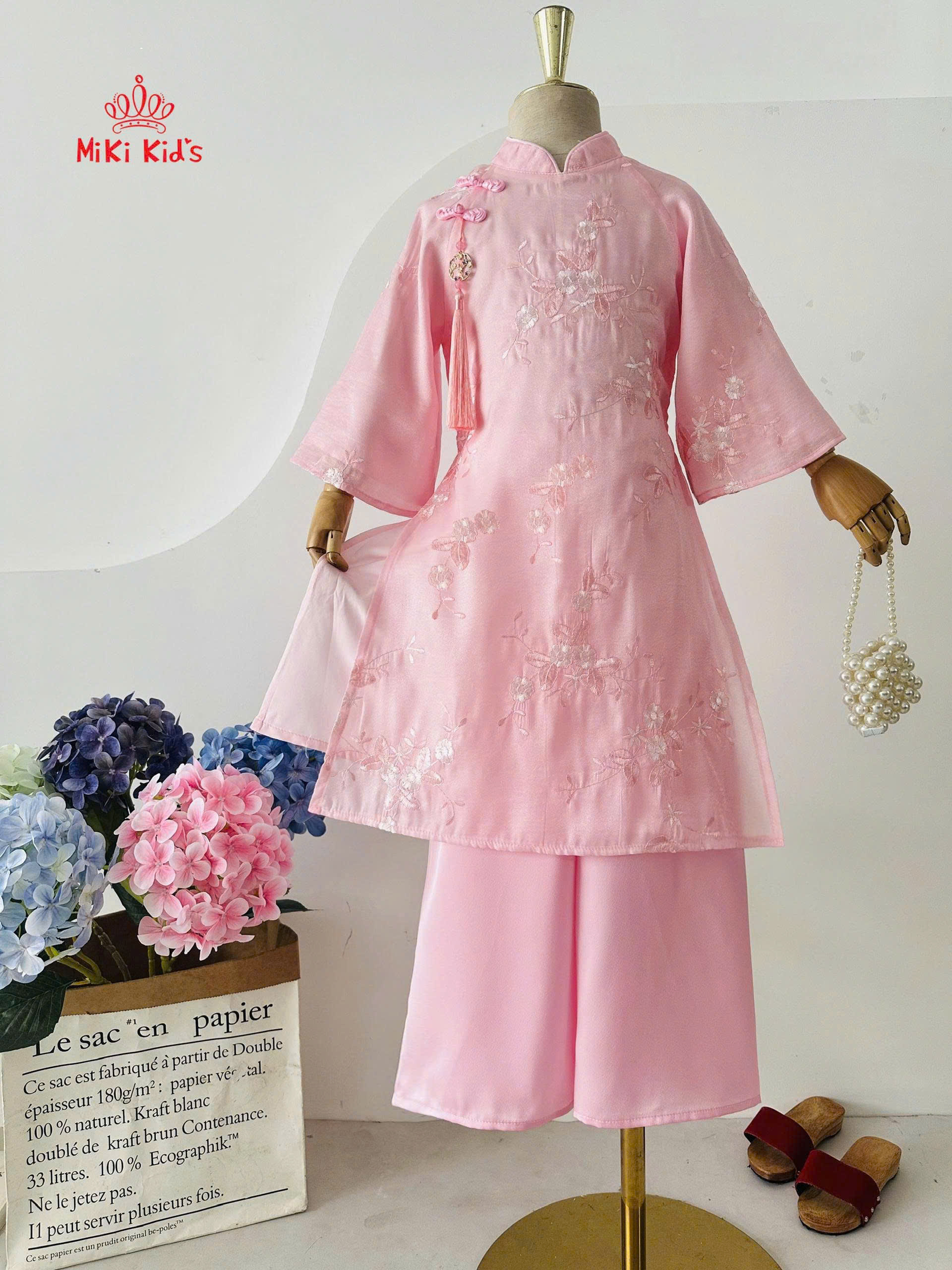 Áo dài cho bé gái mẫu Như ý diện lễ tết noel giáng sinh năm mới từ 12-44kg hàng thiết kế