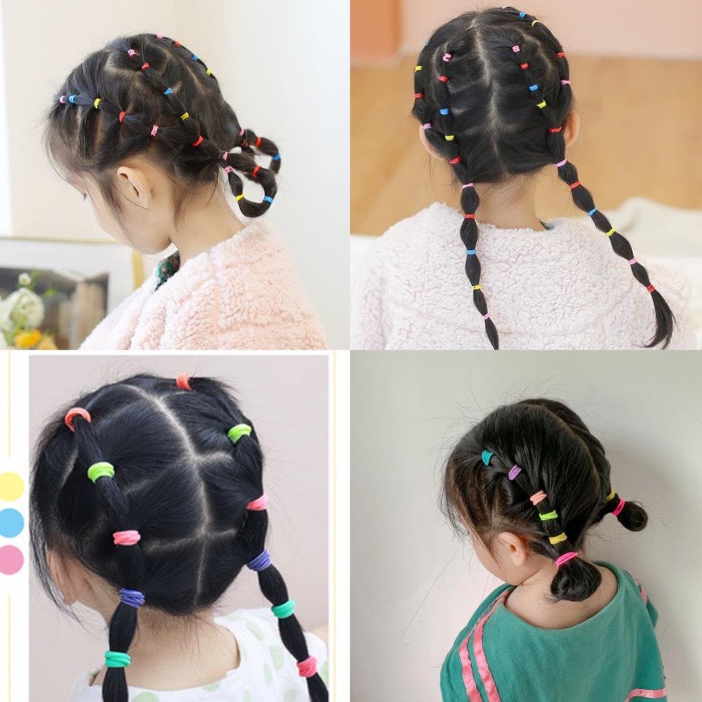 TÚI 100 THUN TRƠN PHỐI MÀU TẠO KIỂU TÓC CHO BÉ - NUNAM SHOP