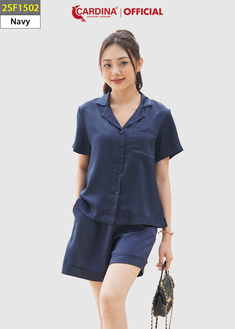 Đồ Bộ Nữ CARDINA Pijama Chất Lụa Satin Ngọc Trai Nhật Cao Cấp Quần Đùi Áo Cộc Tay Mềm Mại 2SF15