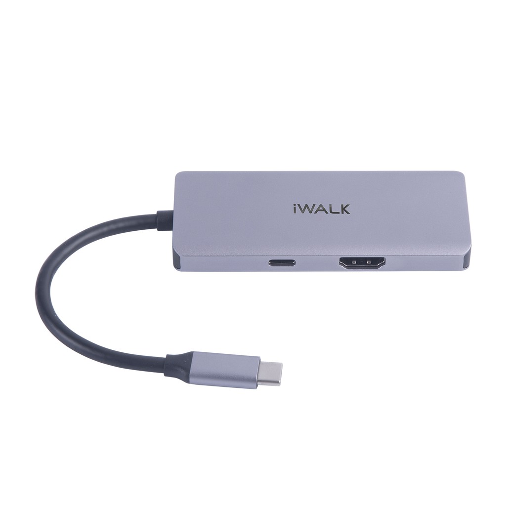 Hub chuyển đổi USB-C iWalk ADH003 7-in-1 4K HDMI, Quick Charge PD 3.0 60W với 7 cổng 3*USB/HDMI/SD/TF/Type C dành cho Macbook  Pro, iPad Pro và các thiết bị cổng Type-C - Hàng chính hãng