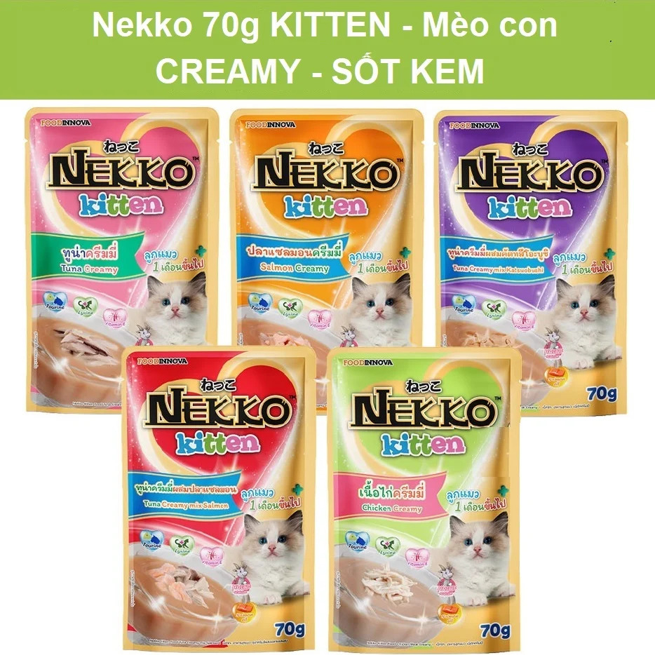 Pate Cho Mèo Nekko 70g, Pate Dạng Gói Cho Mèo, Pate Cho Mèo Thịt Thật Từ Cá Ngừ 28 Vị Hấp Dẫn