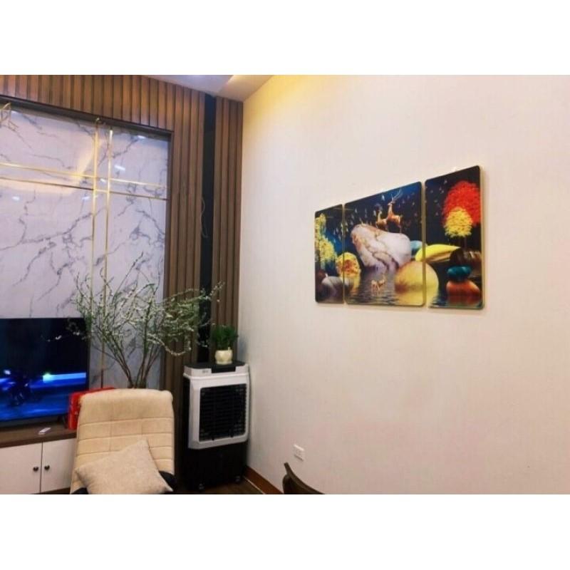 Bộ ba tranh tráng gương cao cấp hươu vàng