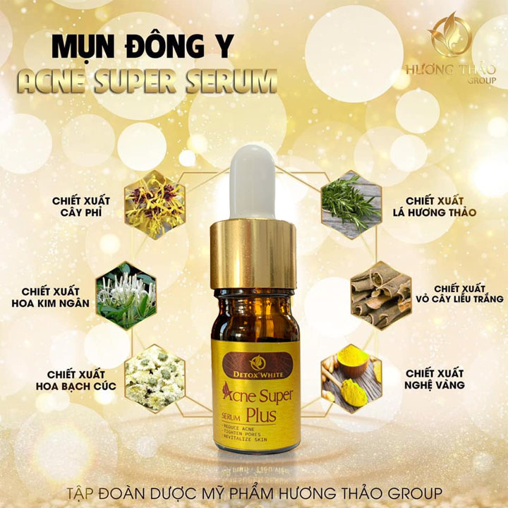 Serum Ngừa Mụn Hiệu Qủa Đông Y Detox White Acne Super Plus, Giúp Sạch Mụn, Mờ Thâm.