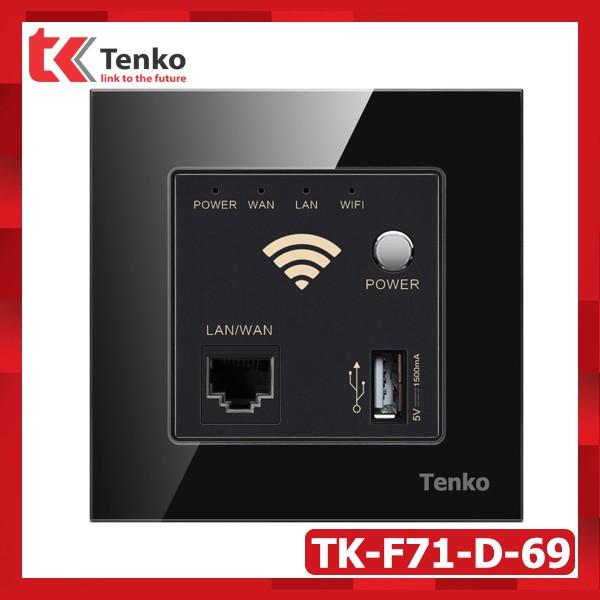 Bộ Phát WIFI Để Âm Tường Chuẩn N 300Mbps Kèm Cổng LAN(Rj45)+USB 3G Mặt Kính Cường Lực Tenko TK-F71-D-69