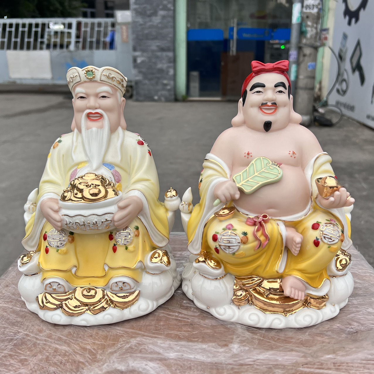 Tượng Thần Tài Thổ Địa sứ đức hóa cao cấp nhập khẩu Đài Loan cao 20cm – VÀNG