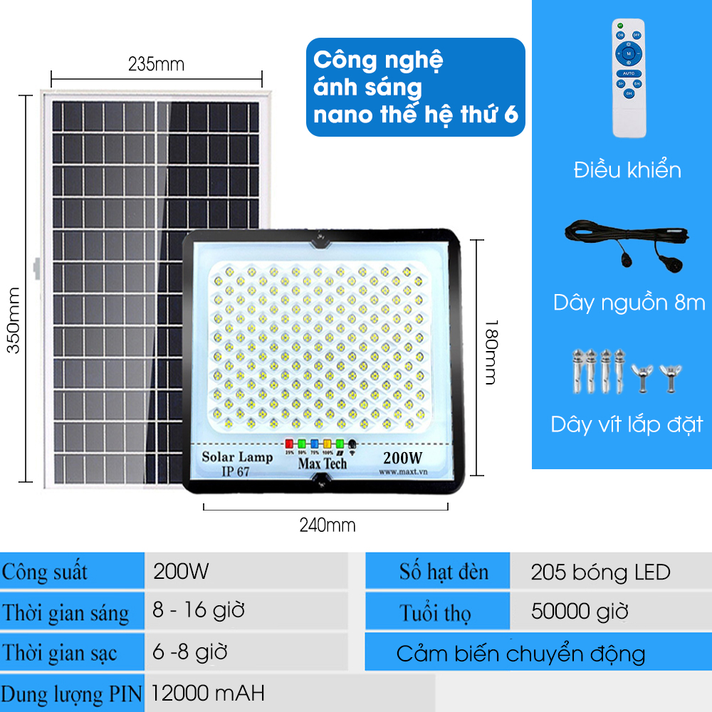 Đèn năng lượng mặt trời  MAXTECH bóng to 150w, 200w, 250w, 300w- Tiết kiệm điện,Tuổi thọ cao - D1370