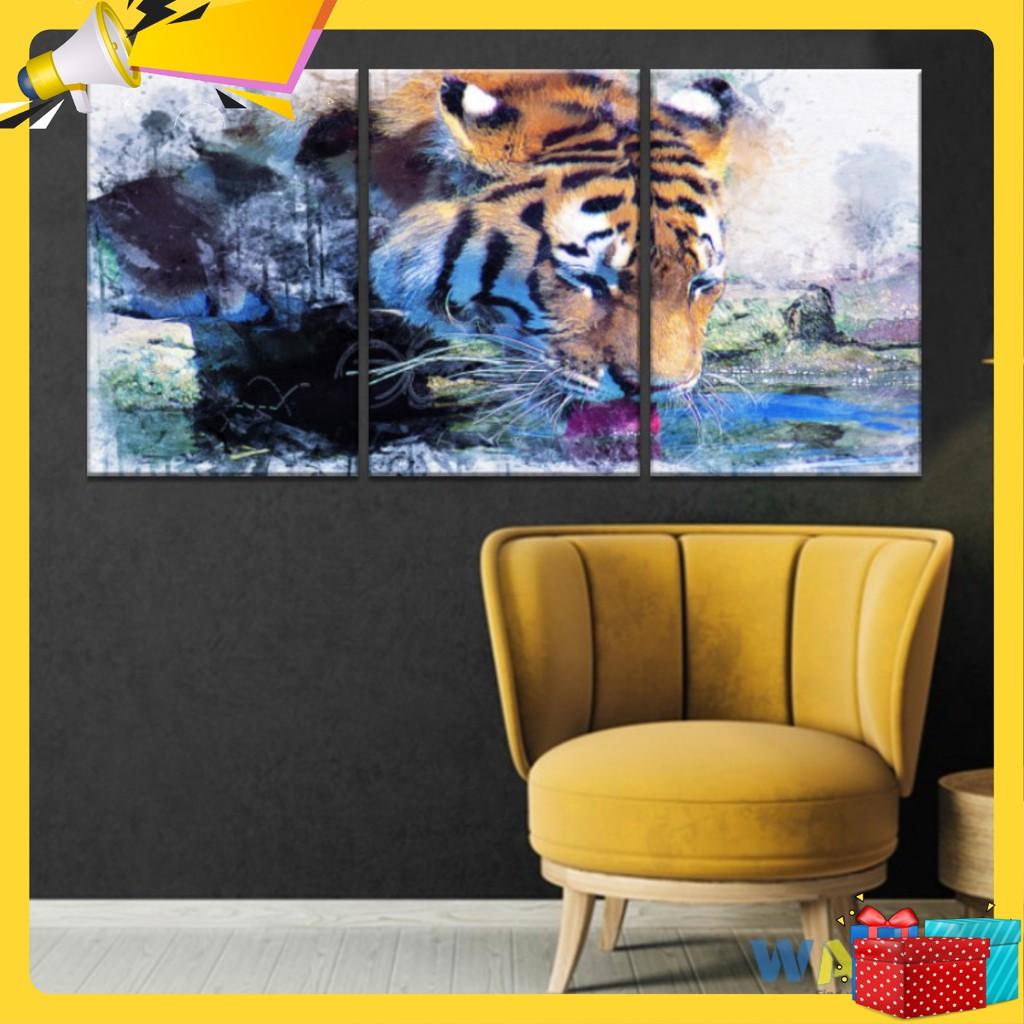 Bộ 3 tranh treo tường về hổ – W344