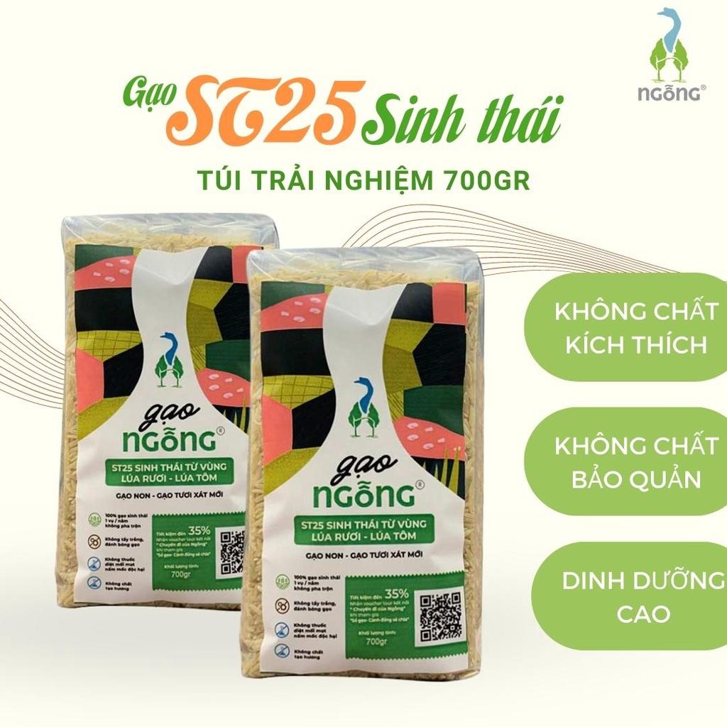 Gạo Ngỗng Sinh Thái ST25 Ruộng Rươi -Tôm Gói 700gr
