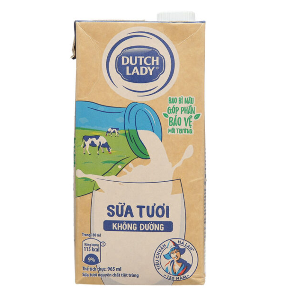 Thùng 12 Hộp Sữa Tươi Tiệt Trùng Dutch Lady Cô Gái Hà Lan Có Đường (12 X 965ML)