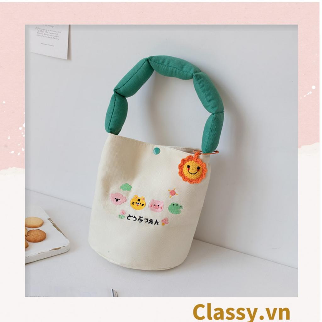 Túi vải canvas Classy tay, đựng phụ kiện, túi đựng hộp cơm đáng yêu tiện lợi T1247