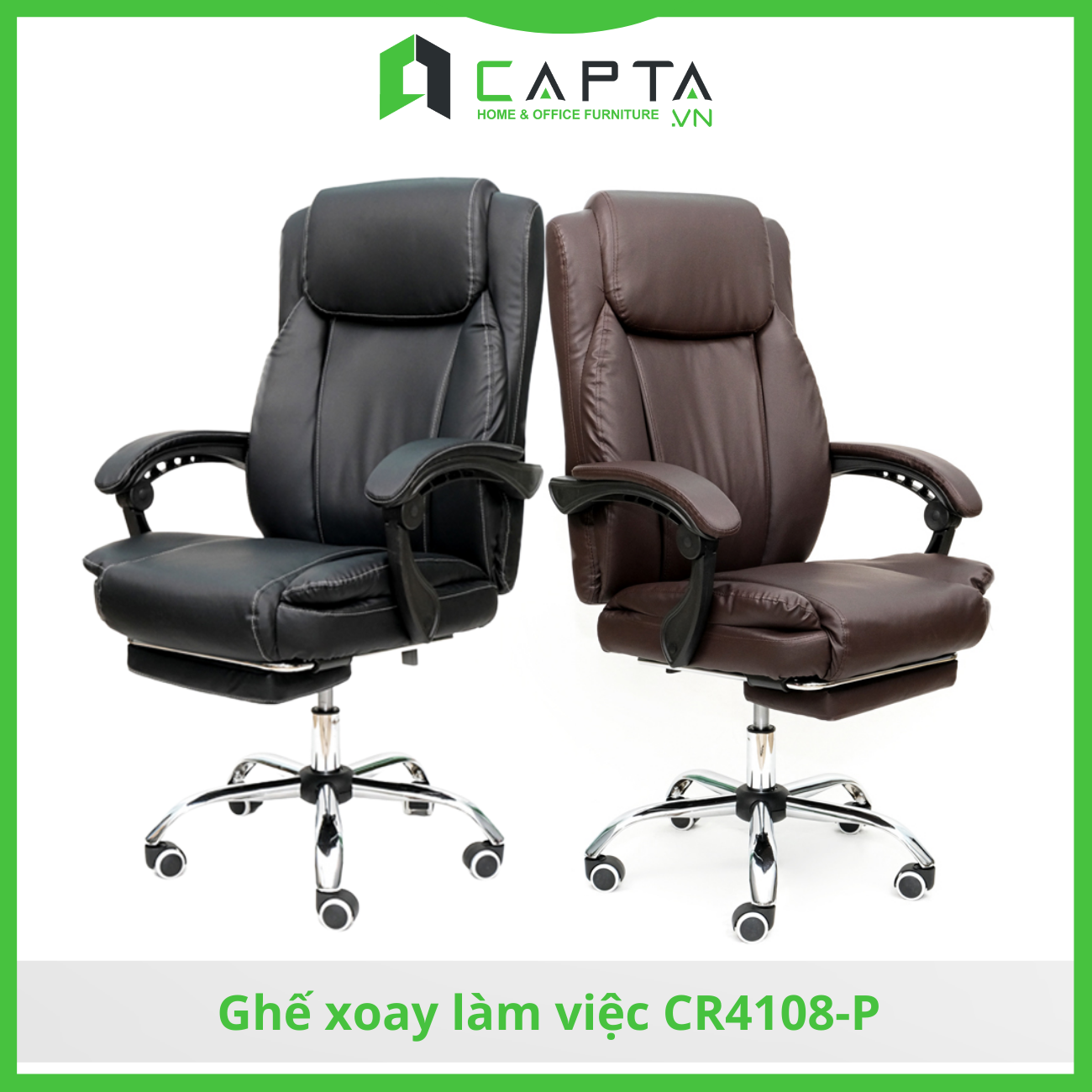 Ghế xoay văn phòng bọc nệm cao cấp Ghế làm việc tại nhà có gác chân thư giãn CR4108-P Relaxing Office Chair
