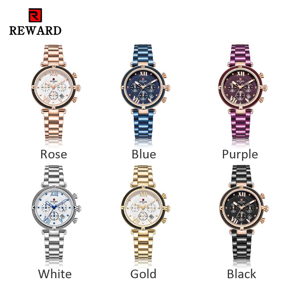 Đồng hồ thạch anh nữ REWARD dây bằng thép không gỉ chống thấm nước