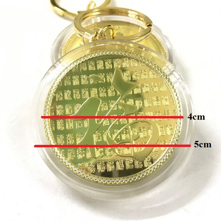 Móc khóa xu Thần Tài Vàng Dùng để trang trí chìa khóa, tăng tính thẩm mỹ, mang lại may mắn. Làm quà tặng dịp Lễ, Tết, kích thước 5cm, màu vàng - TMT Collection - SP000409