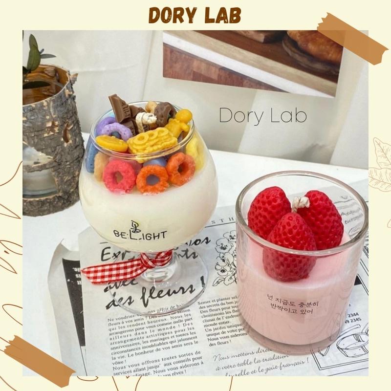 Nến Thơm Handmade Ly Kem Tròn Kẹo Vòng Ngũ Sắc - Dory Lab