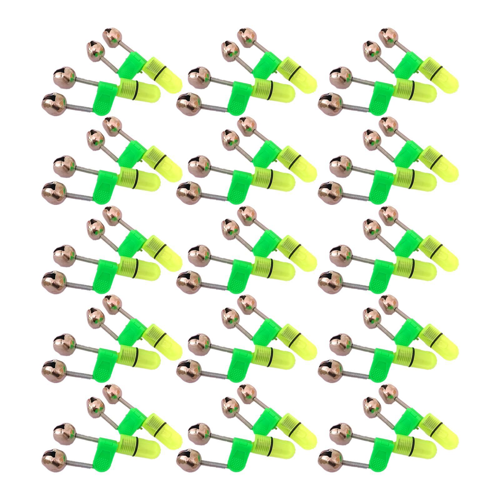 30Pcs Fishing Bells Indicator LED Dual Bells Alarm Clip for Night Fishing