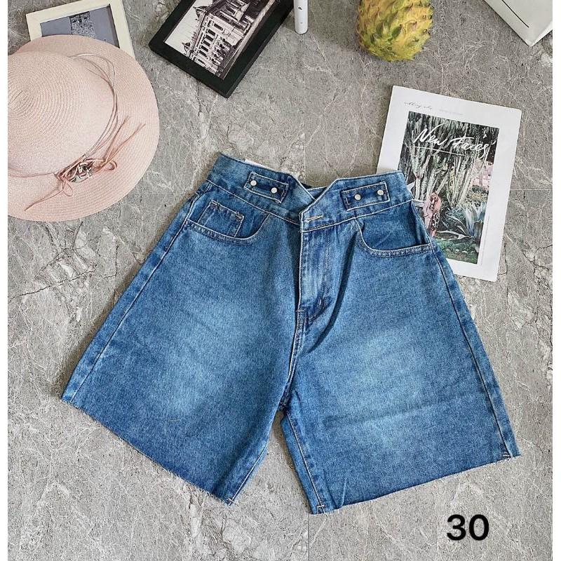 Quần short jean ngố nữ kiểu xanh trơn, co giãn tốt