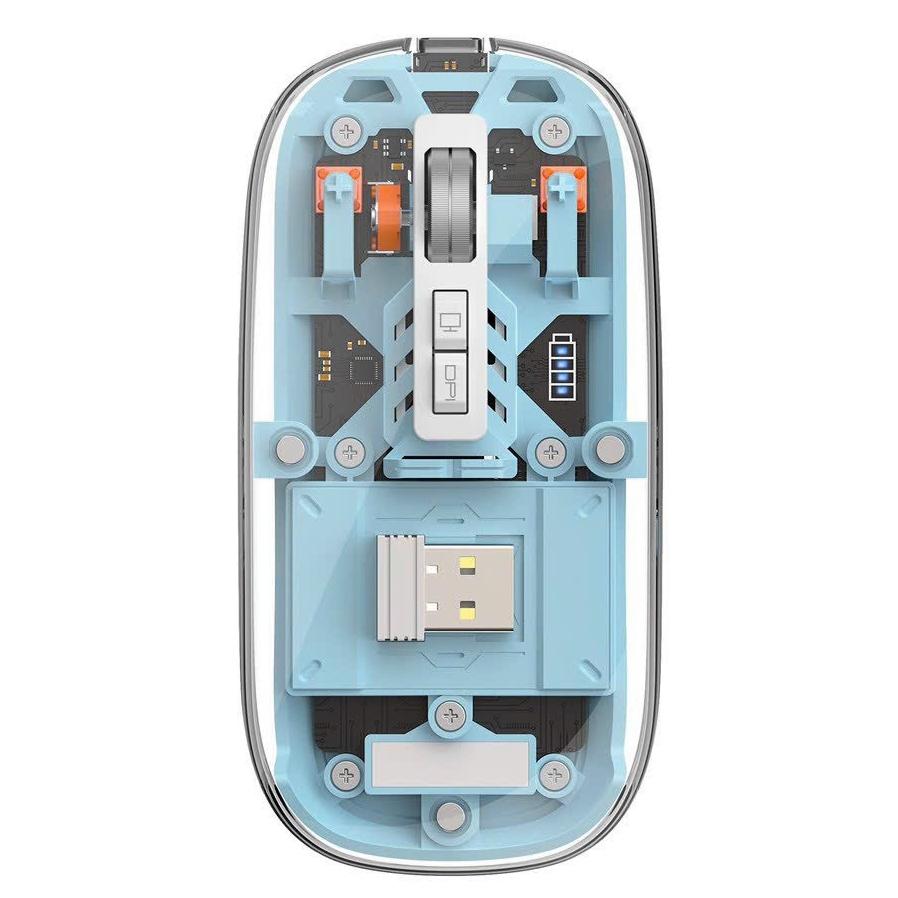 Chuột quang không dây cho IPad , Laptop , Mac book chính hãng WI WU Mouse Crystal WM105 thiết kế trong suốt lộ cơ - hàng chính hãng