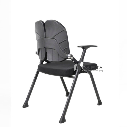 Ghế đào tạo khung nhựa màu đen nệm đen cao cấp nhập khẩu CT01003-F Nội thất Capta Nệm vải êm chân sắt sơn xếp gọn tiện lợi