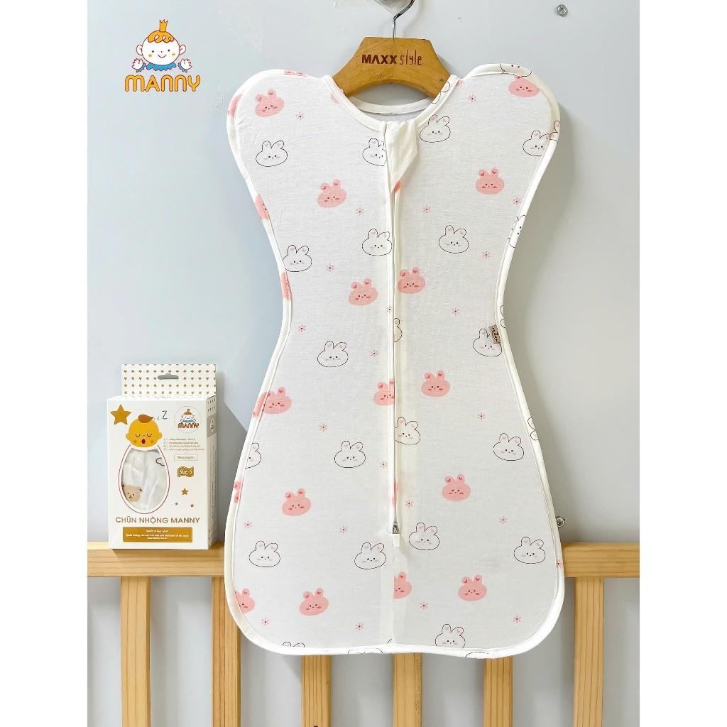 Nhộng Chũn Cotton Thun Lạnh MANNY Co Giãn, Mềm Mại Cho Bé Ngủ Ngon Có Khóa 2 Chiều [Mẫu Mới] - Manny- Thỏ Nâu