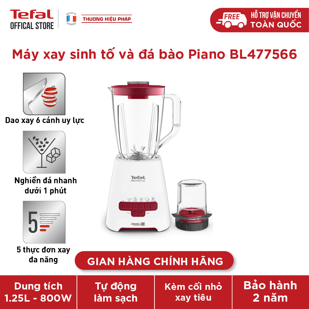 Combo Nồi áp suất Tefal Smart Pro Multicooker CY625868 - 1000W, 5L + Máy xay sinh tố Tefal Blendforce Piano BL477566 - Đỏ  - Hàng chính hãng