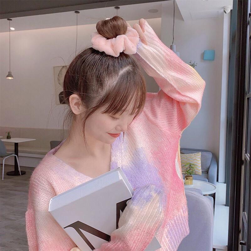 Dây buộc tóc, cột tóc Scrunchies co giãn nhung lông mềm mịn nhiều màu thời trang cho nữ