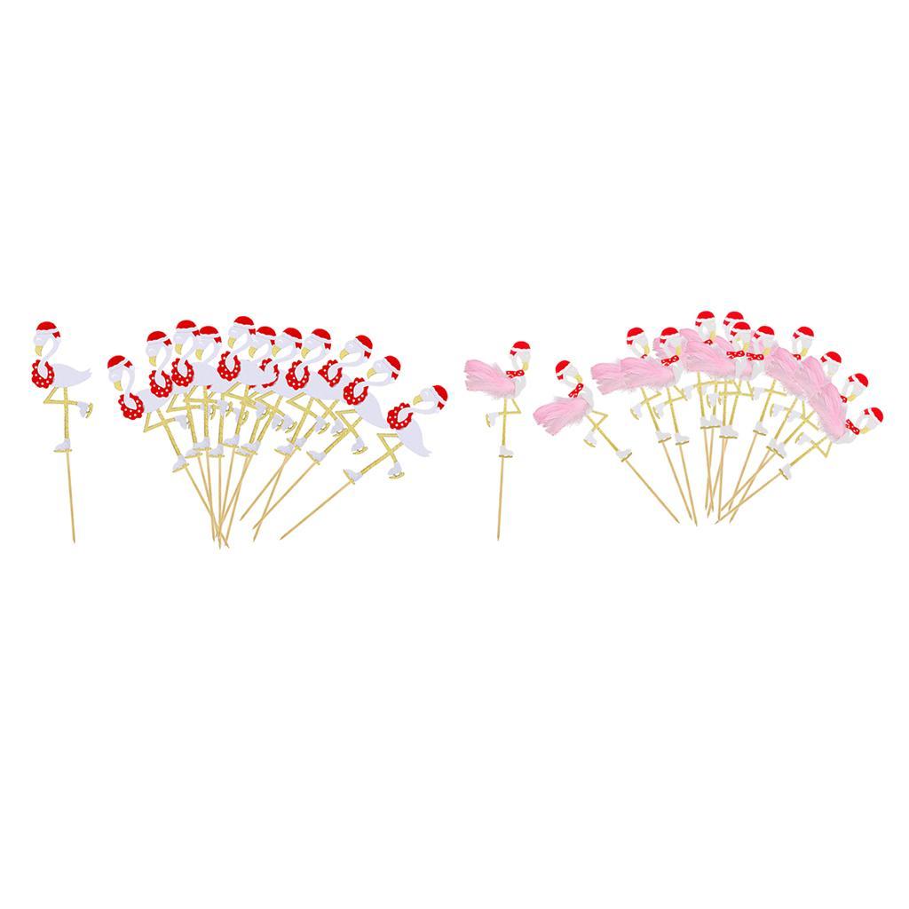 12pcs Cake Topper Picks Flamingo Cupcake Decor Birthday Party
