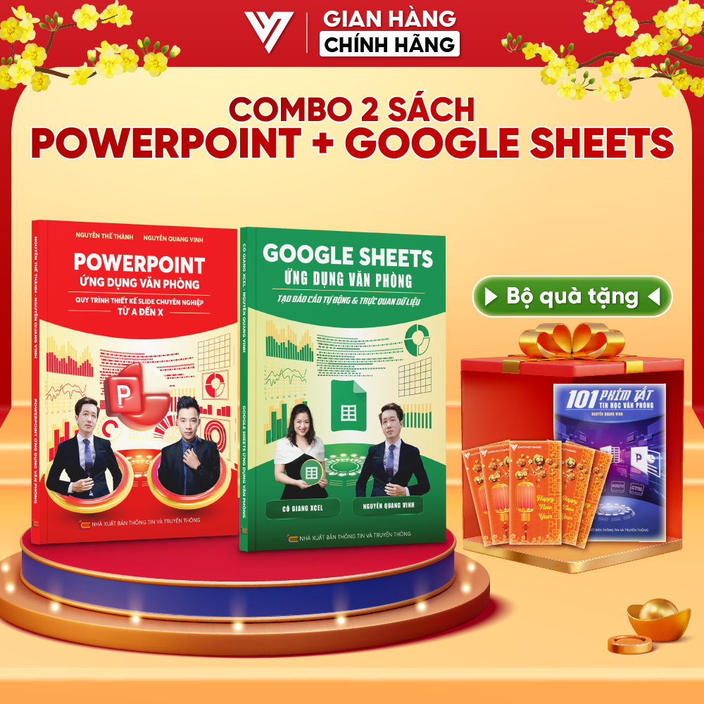 Combo 2 Sách Powerpoint Và Google Sheets Ứng Dụng Văn Phòng Kèm Khoá Học Online