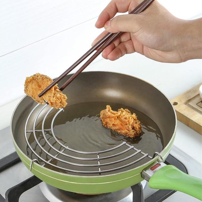 Vĩ gác chảo chiên rán róc dầu mỡ loại dày bằng inox xịn Vỉ Ráo Dầu Mỡ