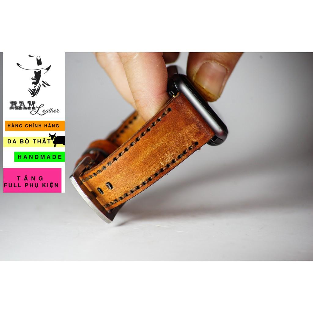 Dây đồng hồ da bò vegtan handmade cao cấp - RAM classic 1970 nâu sáng -