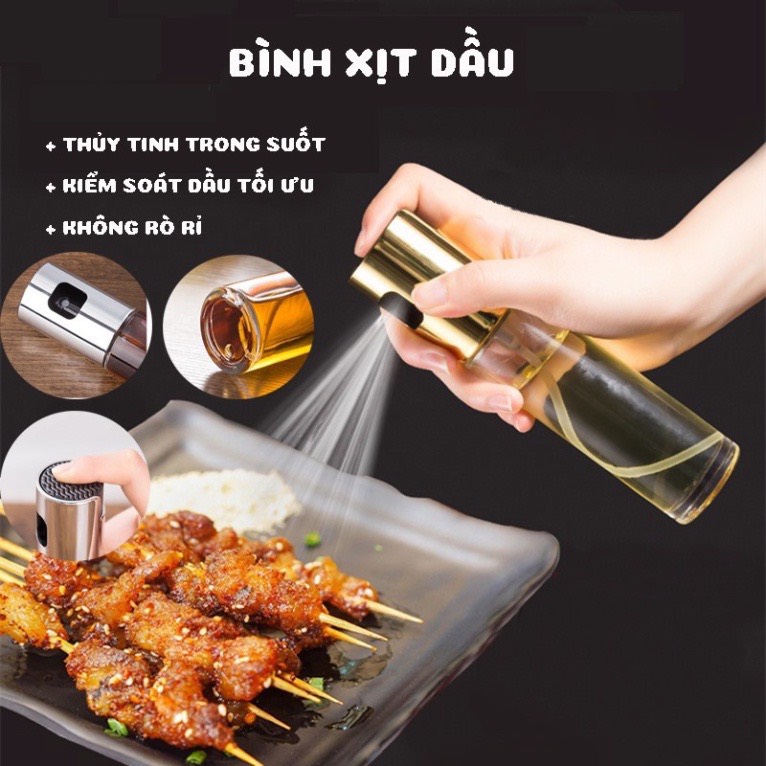 Bình Xịt Dầu Ăn, Lọ Đựng Gia Vị Thủy Tinh Dạng Xịt Tiện Lợi