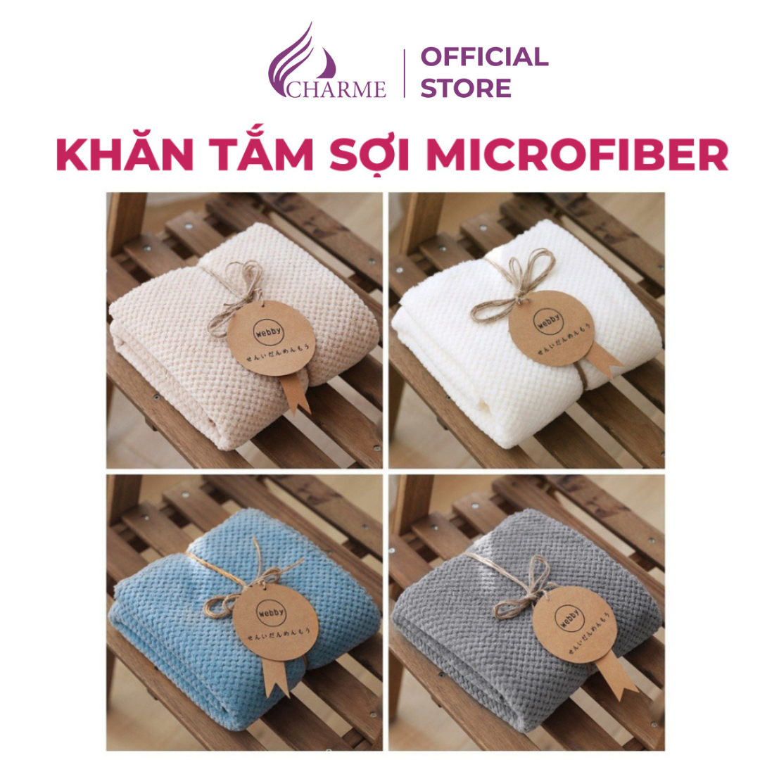 Khăn tắm công nghệ sợi Microfiber Nhật Bản thấm hút cực tốt, mềm mịn không bai xù