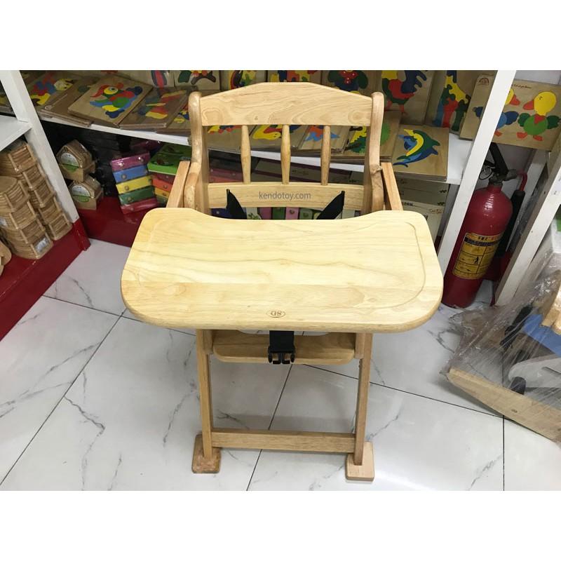 Ghế ăn bột cao cấp cho bé bằng gỗ tự nhiên có đai an toàn và tăng giảm chiều cao dễ dàng 3 nấc  | Ghế ăn chịu lực cao