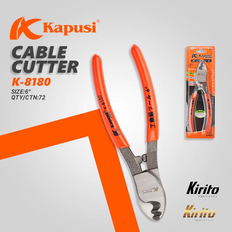 Kìm Cắt Dây Cáp Điện Kapusi Nhật Bản – 6 inch / 8 inch / 10 inch | Thép Hợp Kim Mangan Cứng, Cán Cách Điện Chống Trượt
