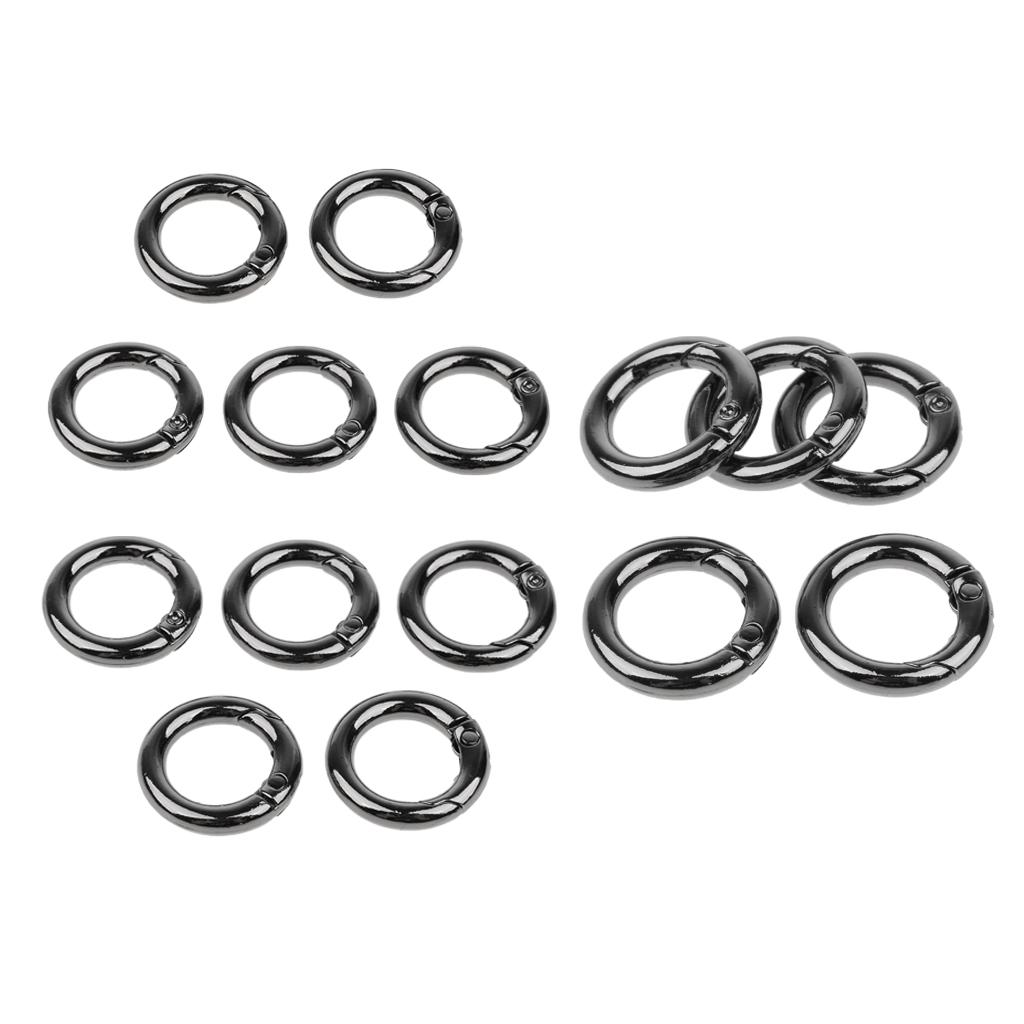 15pcs Zinc Alloy Round Carabiners Spring Buckles Snap Hook Keychain